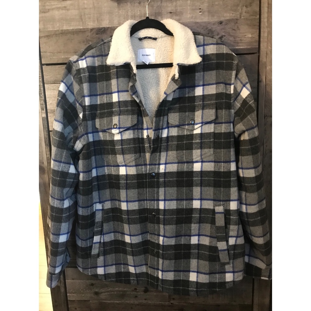 Oversized Sherpa Lined Flannel Jacket